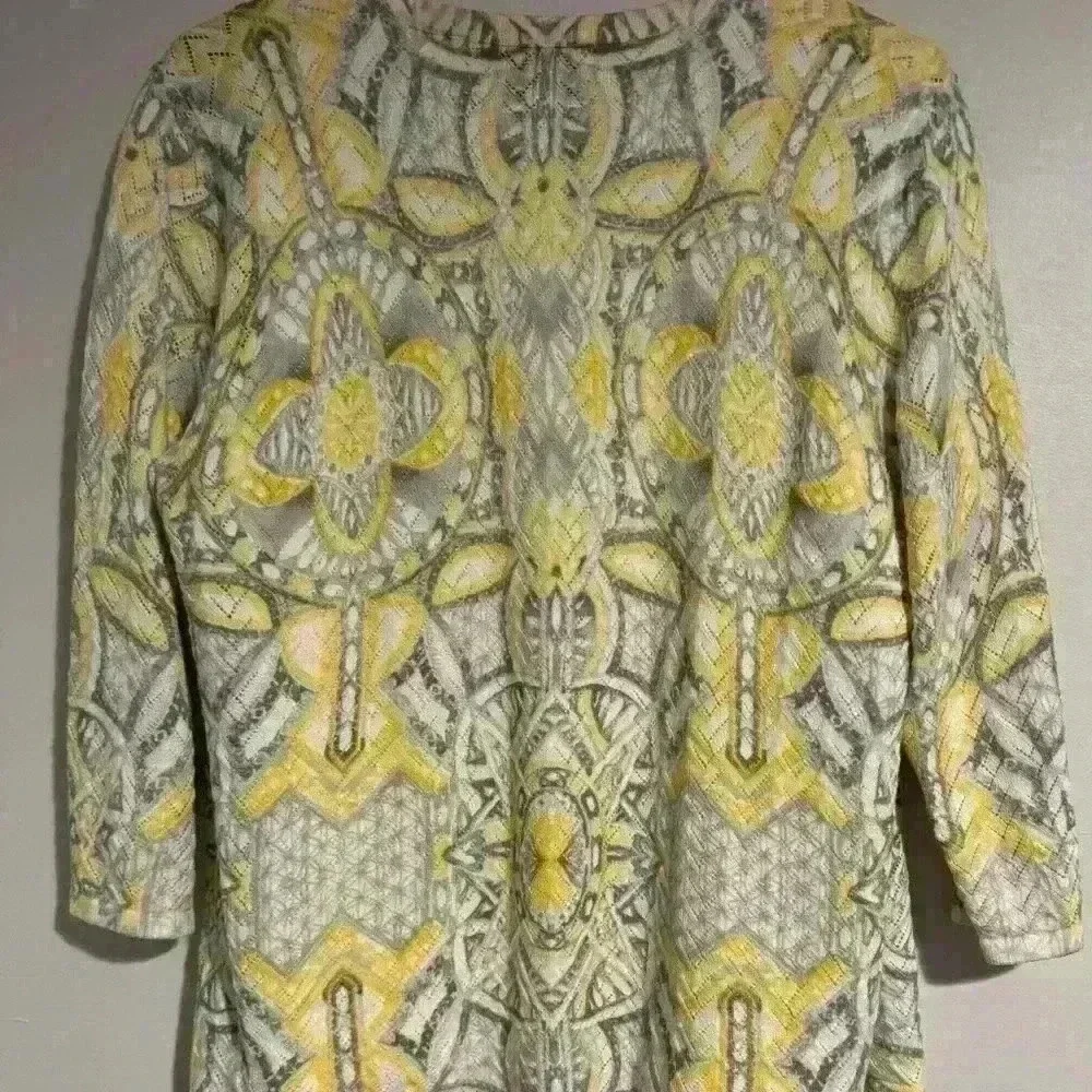 Women’s XLp Alfred Dunner cardigan and top EUC yellow/gray/white